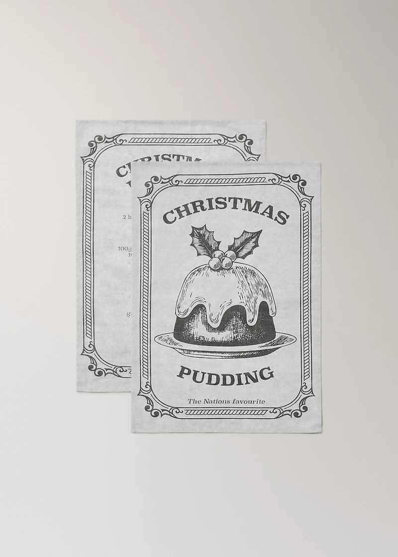 Kitchen cloth with Christmas pudding print