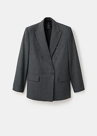 Double-breasted check suit jacket