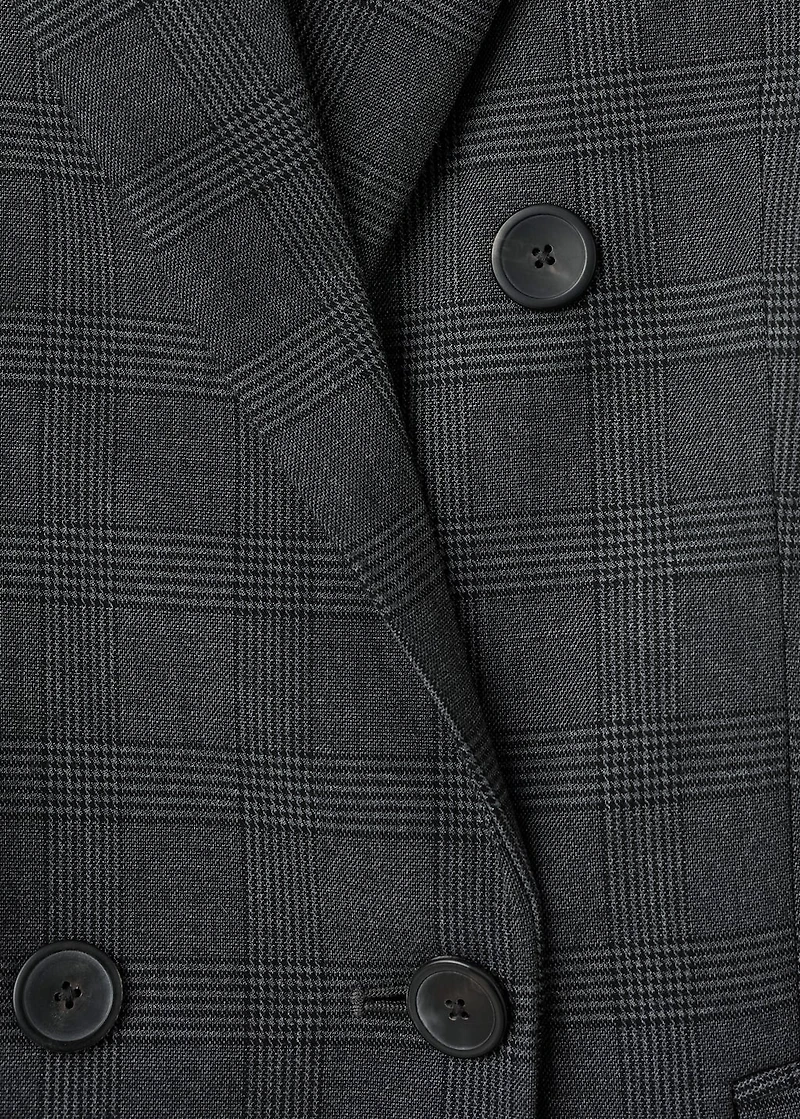 Double-breasted check suit jacket