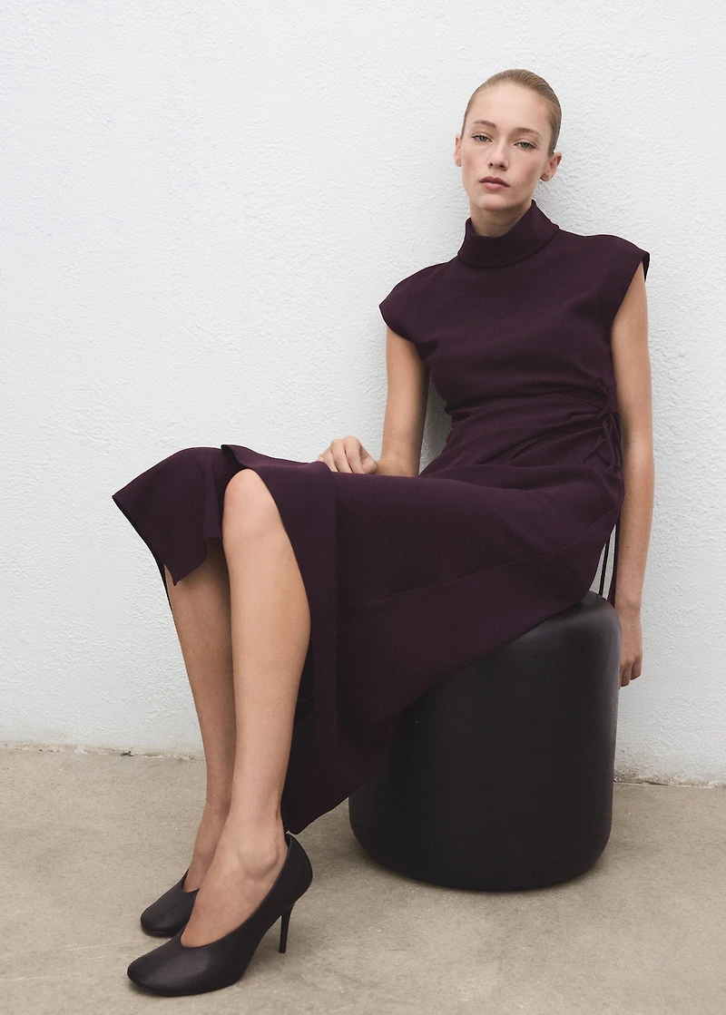 Turtleneck wrap dress