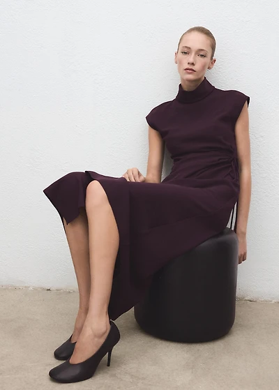 Turtleneck wrap dress