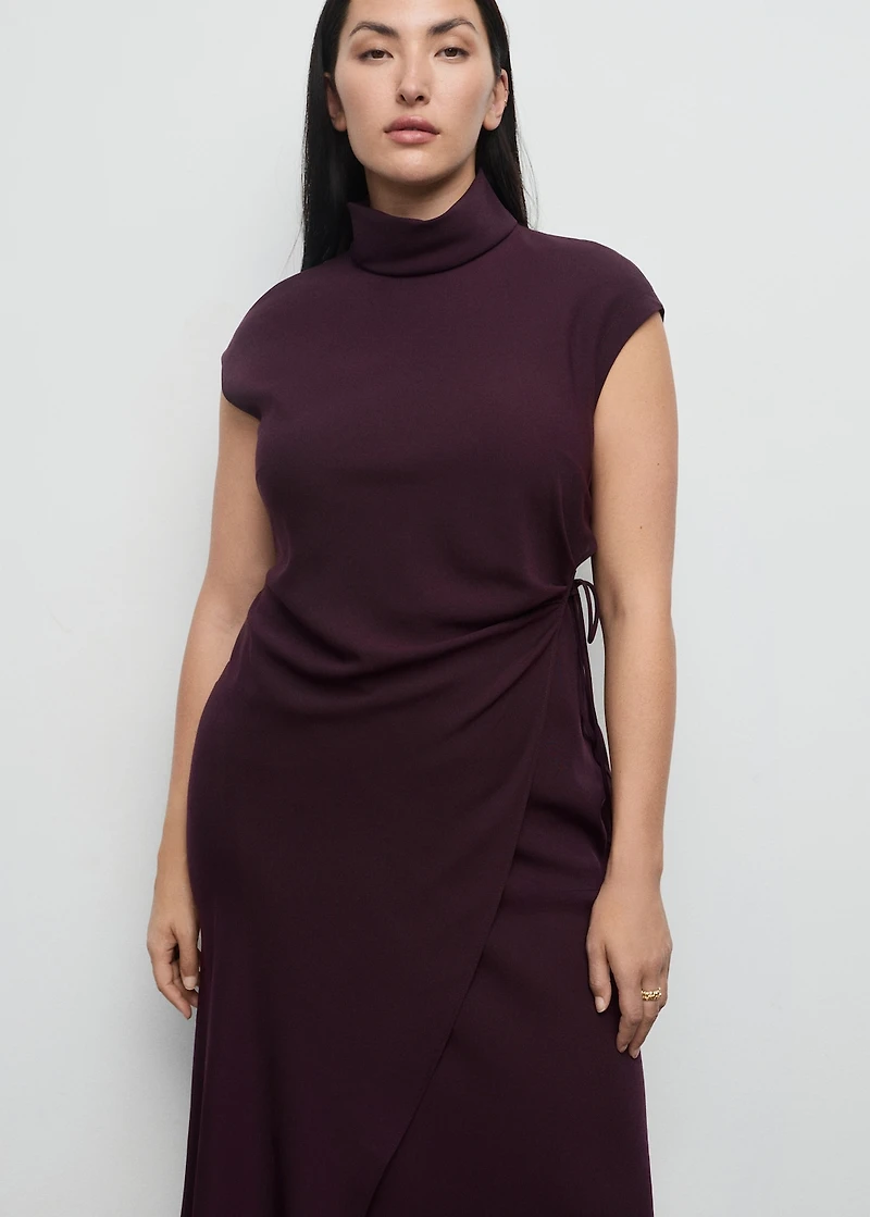 Turtleneck wrap dress