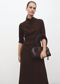 Ruched dress with draped neckline