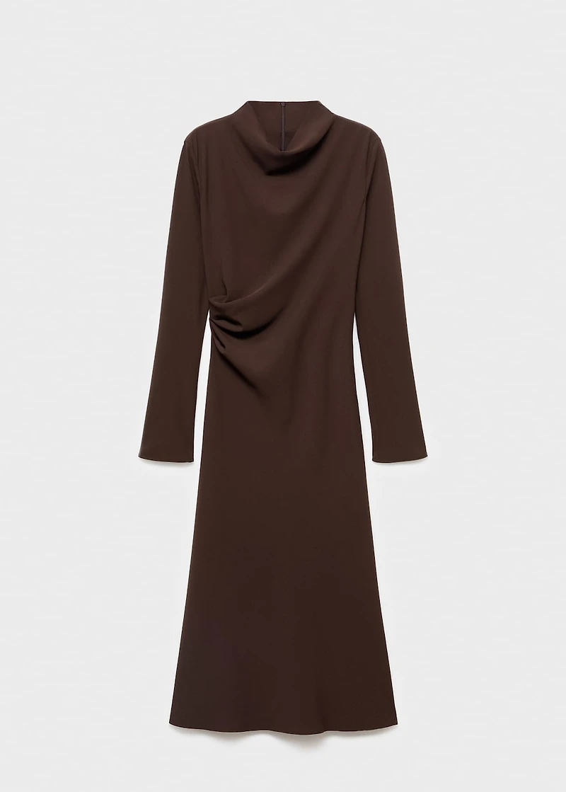 Ruched dress with draped neckline