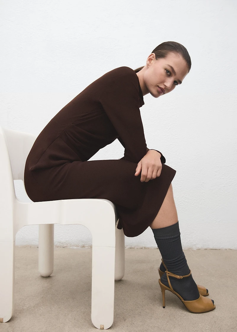 Ruched dress with draped neckline