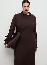 Ruched dress with draped neckline