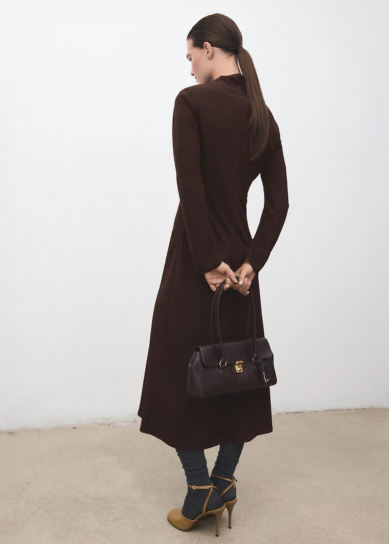 Ruched dress with draped neckline