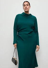 Ruched dress with draped neckline