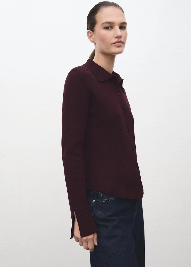 Cardigan with shirt collar