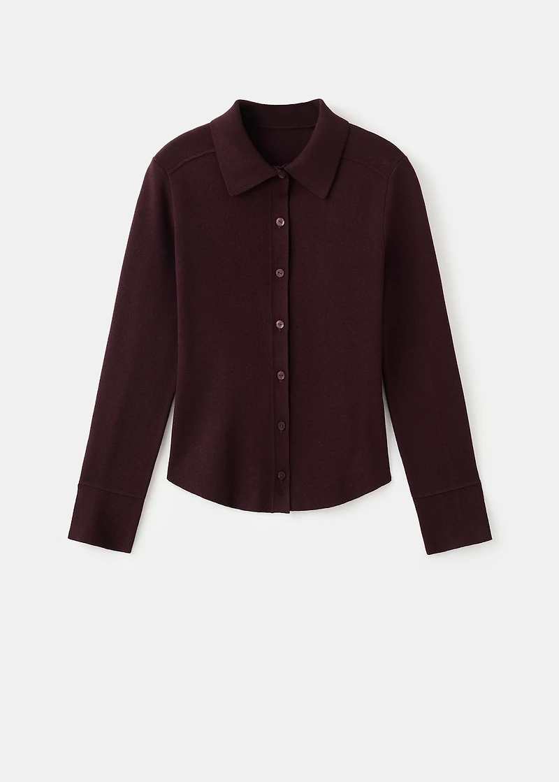 Cardigan with shirt collar