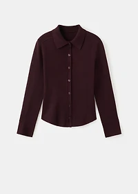 Cardigan with shirt collar