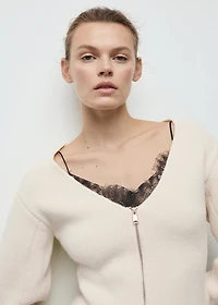 Knitted jacket with zip