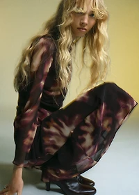 Tie-dye ruched dress