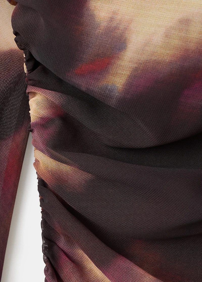 Tie-dye ruched dress