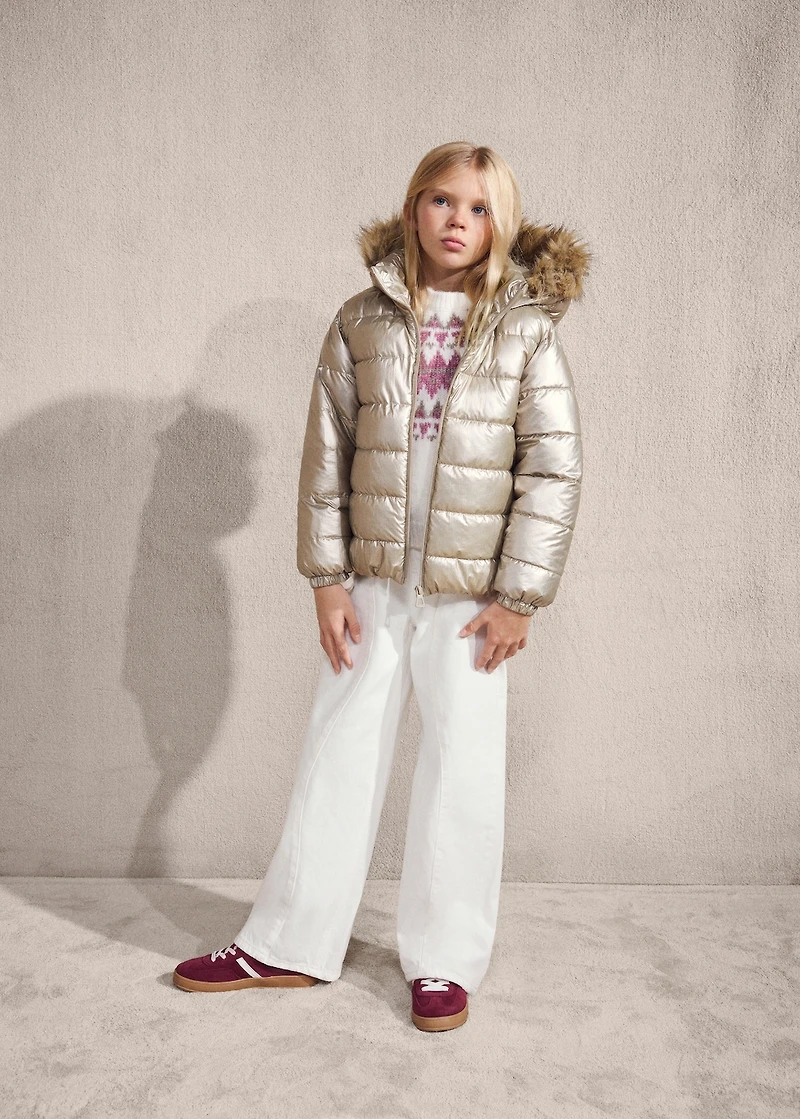 Metallic puffer jacket