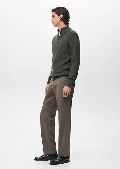 Ribbed-knit cardigan with zipper