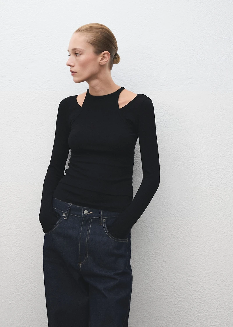 Ribbed combined t-shirt