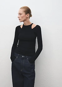 Ribbed combined t-shirt