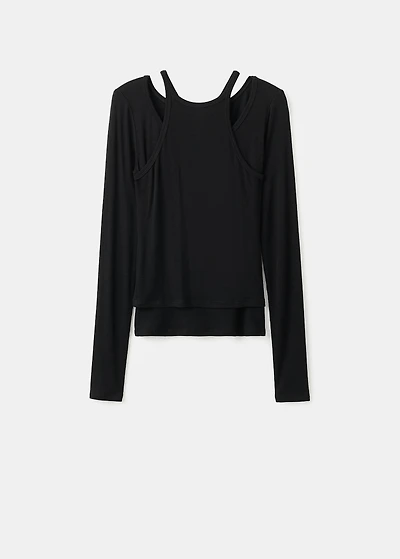 Ribbed combined t-shirt