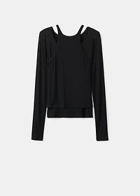 Ribbed combined t-shirt