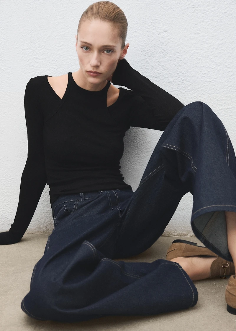 Ribbed combined t-shirt