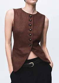 Wool-blend vest with buttons