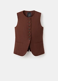 Wool-blend vest with buttons