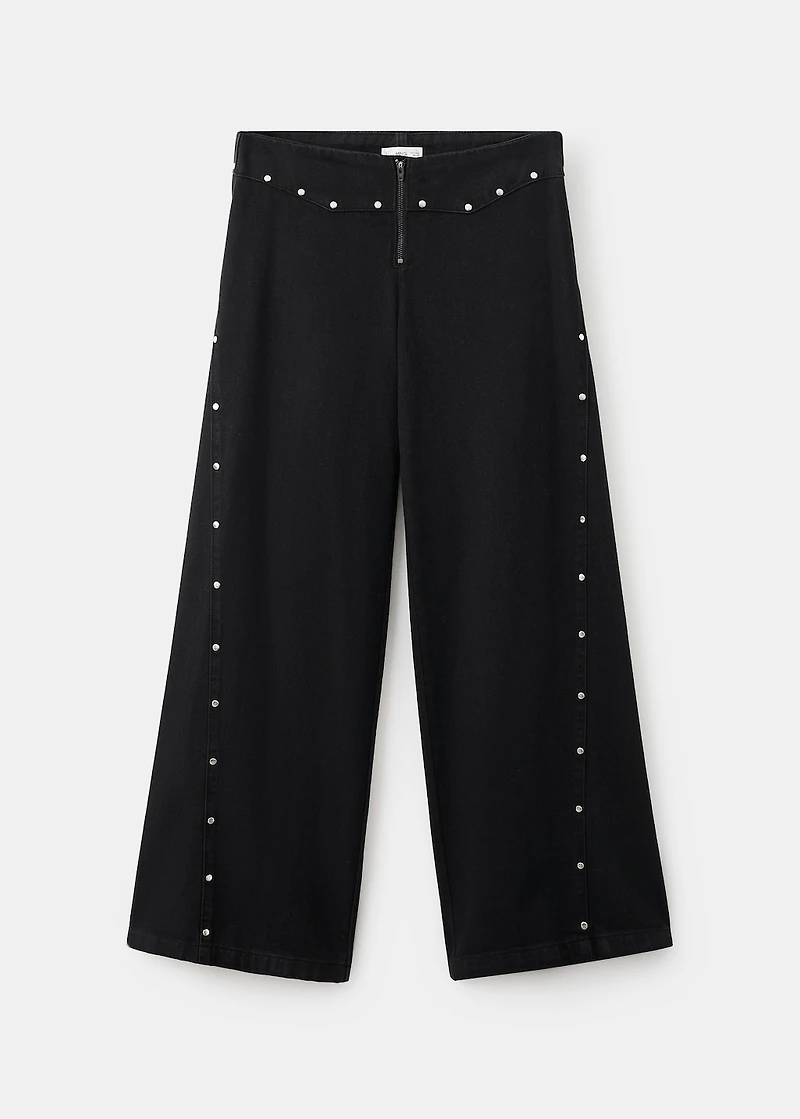 Wide leg jeans with studs