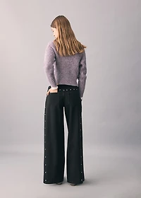Wide leg jeans with studs