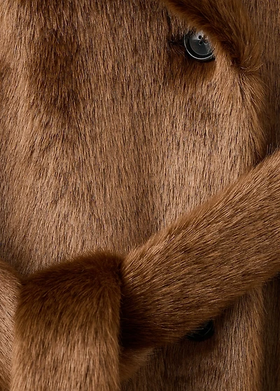 Faux-fur coat with belt