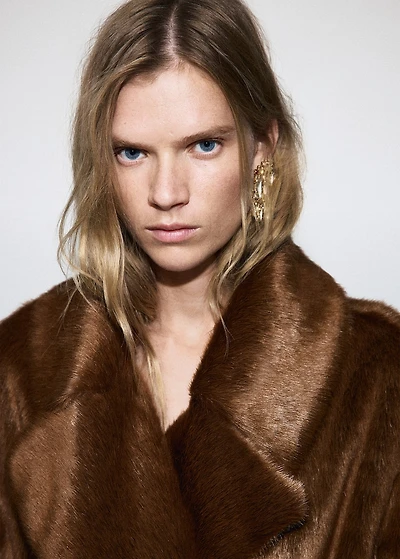 Faux-fur coat with belt