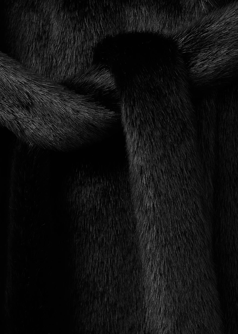 Faux-fur coat with belt