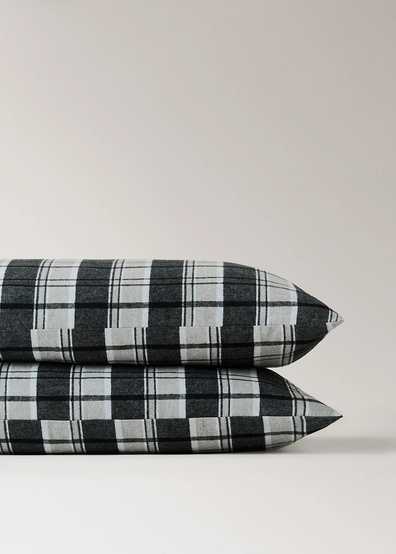 Cotton flannel pillowcase with melange threads and check print 50x75 cm