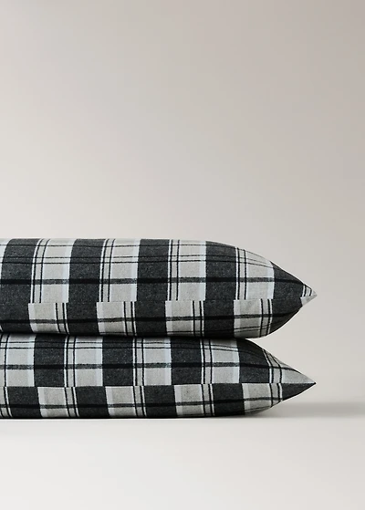 Cotton flannel pillowcase with melange threads and check print 50x75 cm