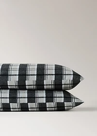 Cotton flannel pillowcase with melange threads and check print 50x75 cm