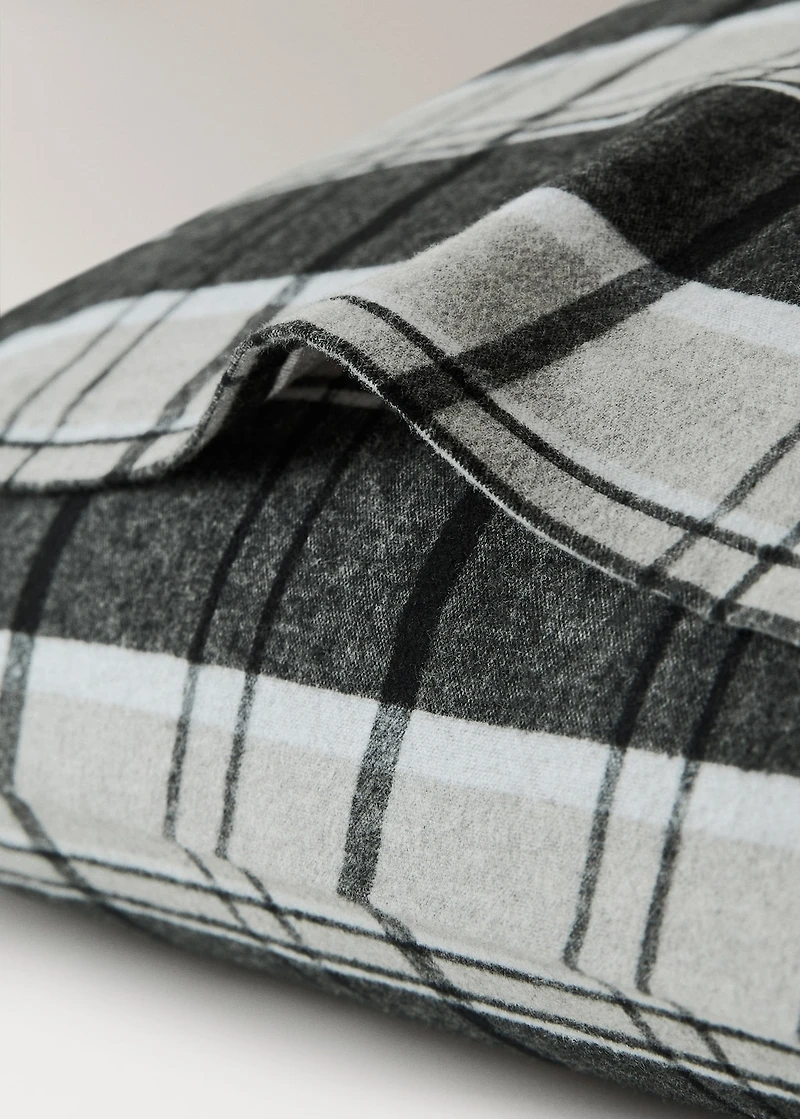 Flannel cotton melange-yarn pillowcase with check pattern 60x60 cm