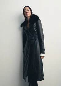 Faux-effect coat with fur collar