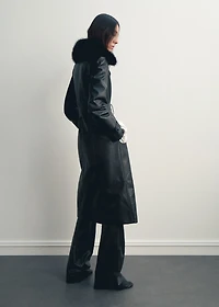 Faux-effect coat with fur collar