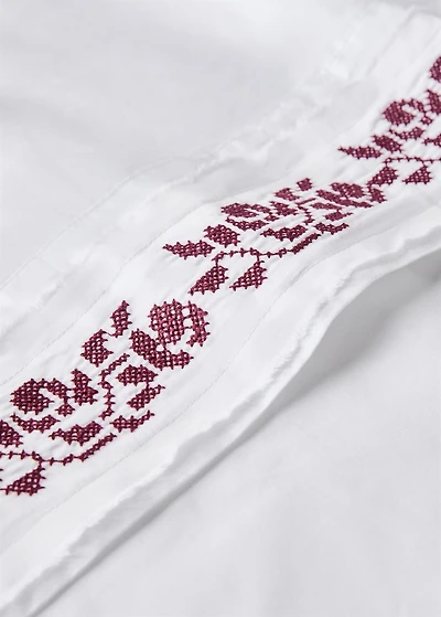 300-thread count satin cotton top sheet with cross-stitch embroidery for / cm bed