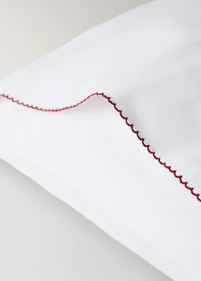 Percale cotton children's pillowcase with contrasting picot detail 30x50cm