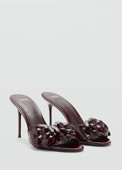 Patent leather floral heeled sandals