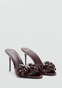 Patent leather floral heeled sandals