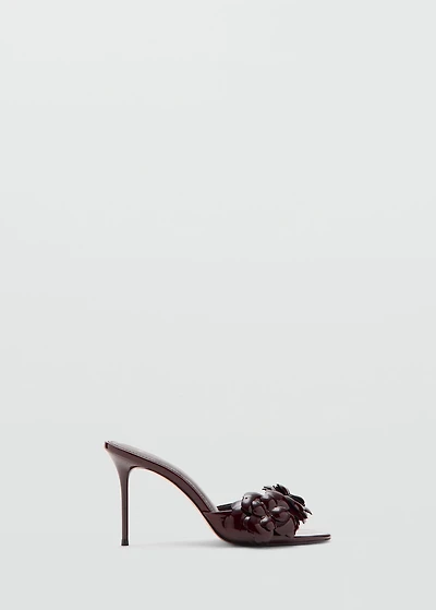 Patent leather floral heeled sandals