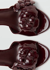 Patent leather floral heeled sandals