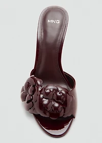 Patent leather floral heeled sandals