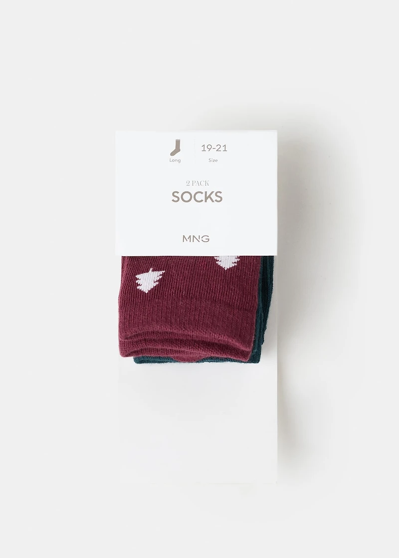 2 pack Christmas printed socks