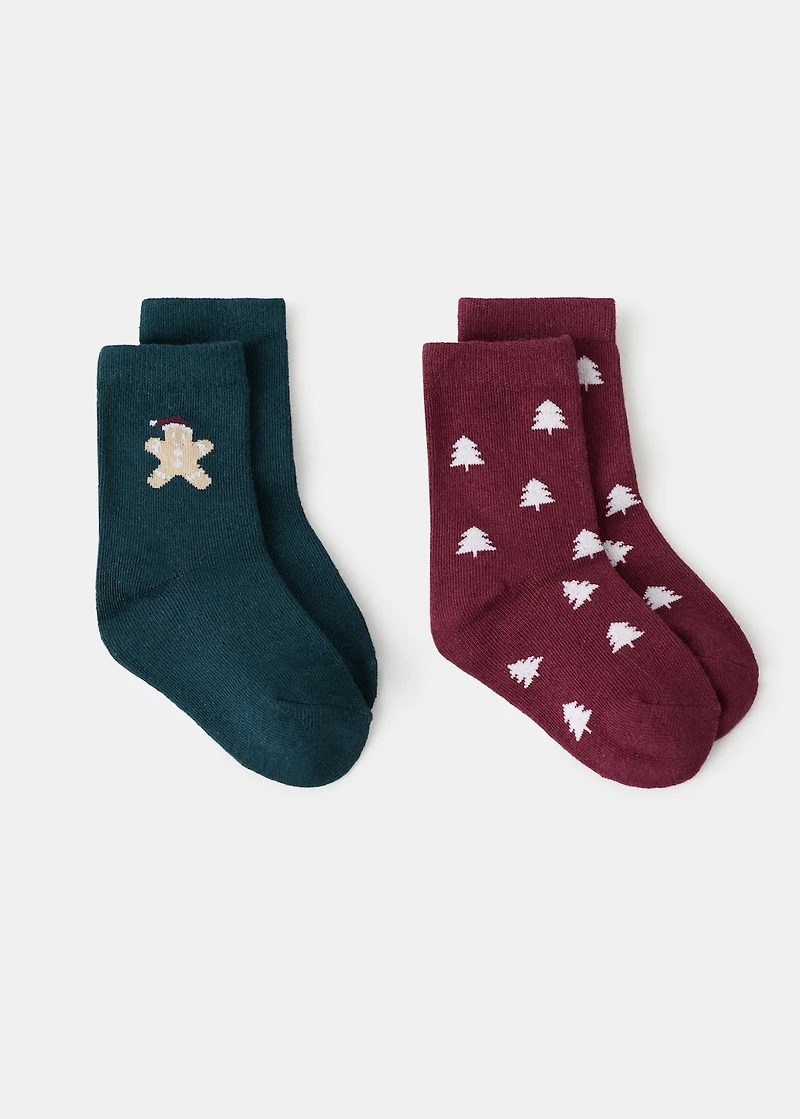2 pack Christmas printed socks