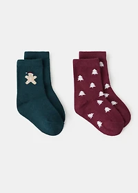 2 pack Christmas printed socks