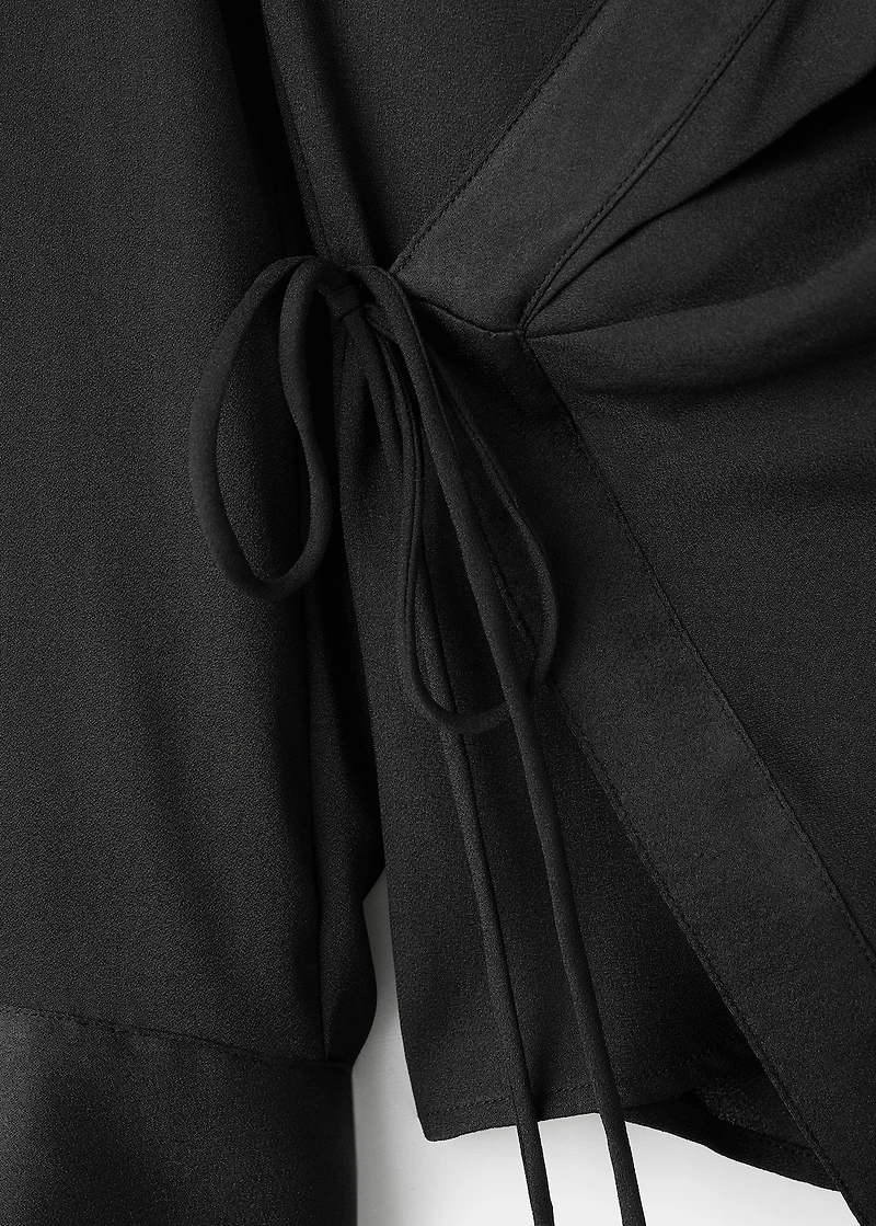 Cross-over satin blouse