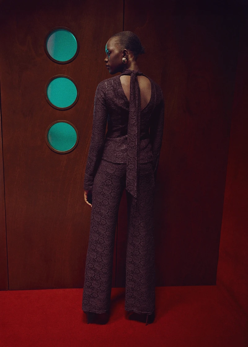 Straight-fit lace pants